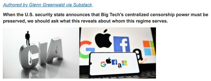 https://twpter.com/users/Larry/feed/2022-0421-0637-0436-f-Larry.pdf -   PDF: Greenwald_ Former Intel Officials, Citing Russia, Say Big-Tech Monopoly Power Vital To National Security _ ZeroHedge                  So let me get this straight: Having a #CIA enabled #TechnocraticOligarchy control all  #American #MainstreamMedia and impose draconian #Censorship of dissenting political speech on major social media platforms is the only way to have #NationalSecurity and protect #WeThePeople from  #Russia and Russian disinformation.            Yeah. . . I think it is safe to say that at this particular point in time in American history, the CIA is a much larger threat to #FreeSpeech and a Democratic Republic "of the people, by the people, and for the people" than Russia could ever be.            Kennedy was right on the money when he said this:            " I will splinter the CIA into a thousand pieces and scatter it into the winds. " - JFK            https://www.google.com/search?q=I+will+splinter+the+CIA+into+a+thousand+pieces+and+scatter+it+into+the+winds.&rlz=1C1CHBF_enUS749US749&sourceid=chrome&ie=UTF-8       #ArchivePDF       