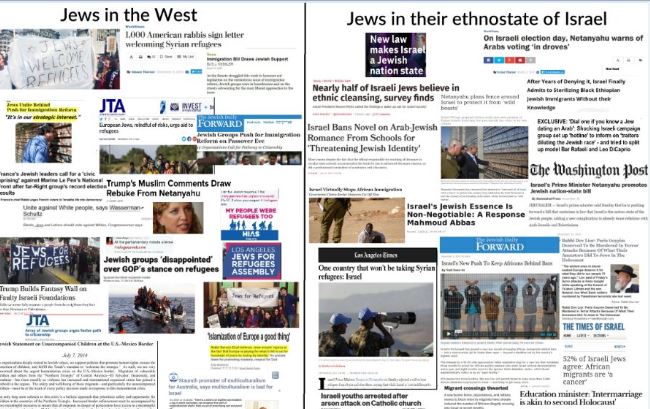 https://twpter.com/users/WarPriest/feed/2023-0308-0841-4587-f-WarPriest.pdf -   PDF: Headlines - Jews in the West vs. Headlines - Jews in their ethnostate of Israel            It's some pretty heavy #irony when JEWS complain about White Supremacists and White Nationalism here in  #America and the west in general, and do everything within their considerable power to destroy #Christianity and White Christian culture, as well as the traditional heterosexual nuclear family.            However, at the same time in  #Israel they actually have laws that protect JEWISH supremacy and JEWISH Nationalism, and harm blacks from  #Africa / people of color and non-Jews.            So let me get this straight: Ethnic & Religious supremacy and nationalism is ONLY permissible and immune from criticism & being cancelled if JEWS are the ones promoting it for themselves.            However, White  #European people who want Ethnic and Religious Supremacy and Nationalism are Domestic Terrorists that need to be hunted down and imprisoned or even killed.            Got it! 👍             #Weimar #JewishHypocrisy #Kosher              #ArchivePDF       